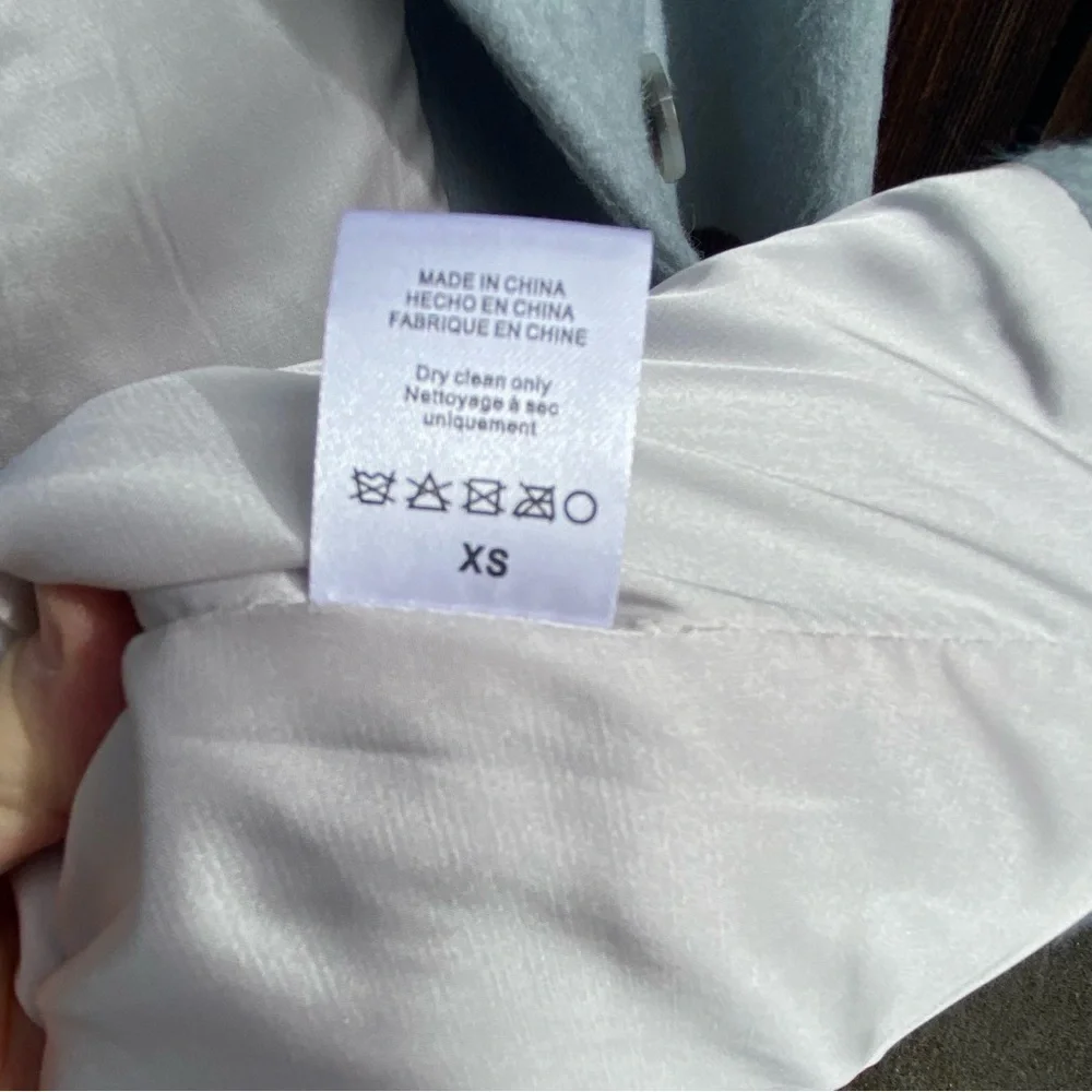 NWT Anthropologie Greylin Sky Blue and Grey Long Wool Coat with pockets size XS - Picture 7 of 12